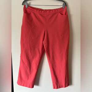 Isaac Mizrahi Live Womens Salmon Orange Capri Crop Pants Elastic Waist 14 Petite